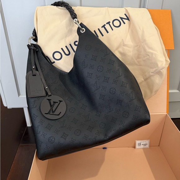 Louis Vuitton Handbags - Louis Vuitton Black Monogram Embossed Braided-Handle Hobo